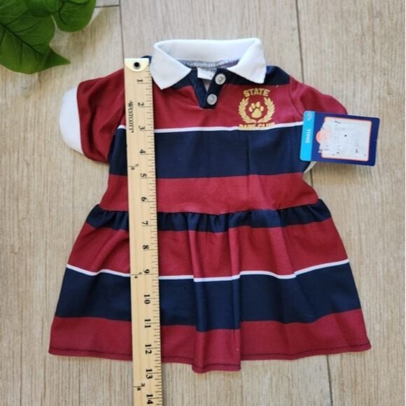 Top Paw Red & Navy Stripe "State Bark Club" 2fer Dog Dress Size Small - Picture 6 of 6